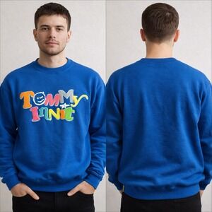 TommyInnit 21 Pogchamp Crewneck Sweatshirt Blue Chenille Patch Mens 2XL YouTuber